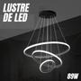 Imagem de Lustre de Led Fundamentum 3 Anéis Saturno Preto 4500k 89w Bivolt