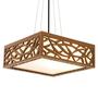 Imagem de Lustre Decorativo Madeira Pendente Copacabana Quad 45Cm