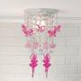 Imagem de Lustre Infantil Menina de Cristal Acrílico Branco-Rosa