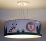 Imagem de Lustre Infantil Pendente Safari Cúpula Tecido Cinza 40x15 