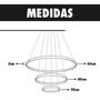 Imagem de Lustre Led 3 Anéis Moderno 89w 60cm Branco C/ Controle