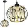 Imagem de Lustre Pendente 20cm Cristal Metal Aros Luminária Suspensa Teto Gimpo KJDD-E-015-PRETO