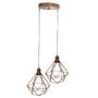 Imagem de Lustre Pendente Aramado Duplo Diamante Cabo Cristal Regulável Cobre Rose Gold Luminária Agp Ilumini