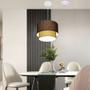 Imagem de Lustre Pendente Cilíndrico Com Desvio Café e Palha MJ-4359 Para Mesa de Jantar e Estar