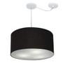 Imagem de Lustre Pendente Cilíndrico Com Desvio Md-4238 Cúpula em Tecido 45x25cm Preto - Bivolt