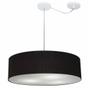 Imagem de Lustre Pendente Cilíndrico Com Desvio Md-4265 Cúpula em Tecido 60x15cm Preto - Bivolt