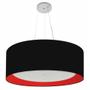 Imagem de Lustre Pendente Cilíndrico Md-4013 Cúpula em Tecido 60x25cm Preto / Vermelho - Bivolt