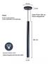 Imagem de Lustre Pendente Cilíndrico Tubular 50cm Preto Luminária De Teto