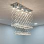 Imagem de Lustre Pendente de cristal para sala de jantar/estar com 70cm de Altura, Base de Inox Espelhado 20x70cm - Casa Cristalle