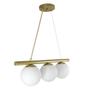 Imagem de Lustre Pendente Figo Ouro - 3 Globos Esfera De Vidro Branco