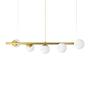 Imagem de Lustre Pendente Figo OURO - 5 Globos Esfera de Vidro Branco