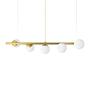 Imagem de Lustre Pendente Figo OURO - 5 Globos Esfera Vidro Branco