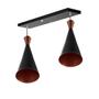 Imagem de Lustre Pendente Funil Duplo Base Retangular Preto/Cobre