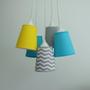 Imagem de Lustre Pendente Luminária Bebê Chevron Cinza, Amarelo e Turquesa