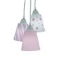 Imagem de Lustre Pendente Luminária Chevron e Aplique Estrelas Rosa e Cinza