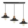 Imagem de Lustre Pendente Nordic Triplo Base Retangular Preto/Cobre