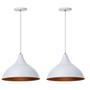 Imagem de Lustre Pendente Panamá Branco Com Cobre - Kit 2 Unidades