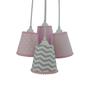 Imagem de Lustre Pendente Pompom Menina Rosa e Cinza Chevron