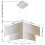 Imagem de Lustre Pendente Quadrado Linho Bege e Branco MJ-4344 Para Mesa de Jantar e Estar