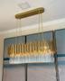 Imagem de Lustre Pendente Retangular Estrutura Dourada Com Cristais