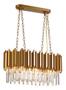 Imagem de Lustre Pendente Retangular Estrutura Dourada Com Cristais