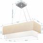 Imagem de Lustre Pendente Retangular Linho Bege e Branco MJ-4138 Para Mesa de Jantar e Estar