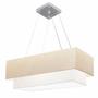 Imagem de Lustre Pendente Retangular Linho Bege e Branco MJ-4321 Para Mesa de Jantar e Estar