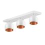 Imagem de Lustre Plafon Bola 15 cm Retangular Triplo Branco com Cobre