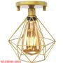 Imagem de Lustre Teto Plafon Industrial Aramado Diamante Retrô Luminária Sobrepor Vintage Dourado Agp Ilumini