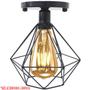 Imagem de Lustre Teto Plafon Industrial Aramado Diamante Retrô Luminária Sobrepor Vintage Preto Agp Ilumini