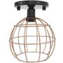 Imagem de Lustre Teto Plafon Industrial Aramado Globo Cobre Rose Retrô Luminária Vintage Preto Agp Ilumini