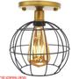 Imagem de Lustre Teto Plafon Industrial Aramado Globo Preto Retrô Luminária Vintage Dourado Agp Ilumini