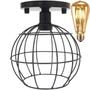 Imagem de Lustre Teto Plafon + Lâmpada Led St64 Industrial Aramado Globo Retrô Luminária Vintage Preto