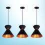 Imagem de Lustres Pendentes Berlin Preto com Cobre - Kit 3 R.R.J.V