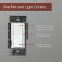 Imagem de Lutron Diva Fan Control e Light Switch para LEDs, CFLs, Lâmpadas Incandescentes e Halógenas, DVFSQ-LF-WH, Branco