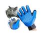 Imagem de Luva Escova Tira Remove Pelo Cães Gato Azul Mão Direita