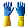 Imagem de Luva Latex de Neoprene Azul e Amarelo Segurança Contra Produtos Químicos Antiderrapente