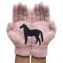 Imagem de Luvas femininas Wokex, de inverno, quentes, pretas, com estampa de cavalo, rosa