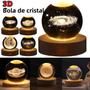 Imagem de Luz Noturna LED USB 3D - Lâmpada Galaxy Crystal Ball com Formato de Lua e Planeta