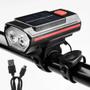 Imagem de Luz Solar Recarregável para Bicicleta com Buzina 120dB - Lanterna Frontal 1200mAh Tipo C