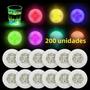 Imagem de Luzes de LED Coloridas para Porta-Copos - Kit com 1 a 200 Peças - Adesivos Brilhantes para Garrafa de Vinho