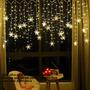 Imagem de Luzes de Natal LED à Prova D'Água - Cortina de Fadas com Flocos de Neve - 3,2m