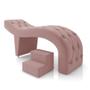 Imagem de Maca de Estética para Massagem Cílios Fixa Lash Estofada com Escada Veludo Rose G83 - Gran Belo