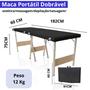 Imagem de Maca dobrável portátil PRETA Premium - Estética/Hospitalar/Massagem/Tatuagem - 230kg