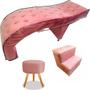 Imagem de Maca para Estética Luxo Veludo Rosa com Capitone e Capa de Proteção e Escadinha Boutique BK