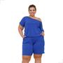 Imagem de Macacão Curto Feminino Ombro A Ombro Com Bolsos Plus Size