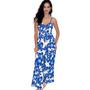 Imagem de Macacão Feminino Longo Pantalona Alcinha Decote V Floral Casual Acinturado Moderno Fresquinho Alcinha Estampado Festa Natal Virada do Ano