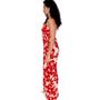 Imagem de Macacão Feminino Longo Pantalona Alcinha Decote V Floral Casual Acinturado Moderno Fresquinho Alcinha Estampado Festa Natal Virada do Ano