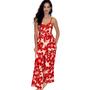 Imagem de Macacão Feminino Longo Pantalona Alcinha Decote V Floral Casual Acinturado Moderno Fresquinho Alcinha Estampado Festa Natal Virada do Ano