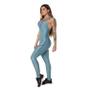 Imagem de Macacão Feminino Poliamida Suplex Canelado Compressão Bojo Longo Fit ñ Transparente Academia Fitness